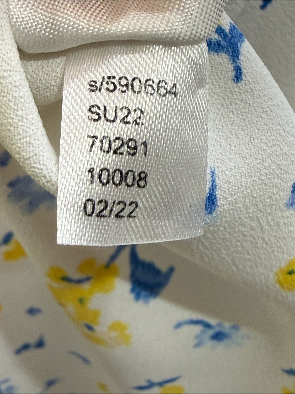 Ann Taylor Ruffle Neck Sleeveless Floral Blouse White Blue Yellow Medium - Picture 9 of 9